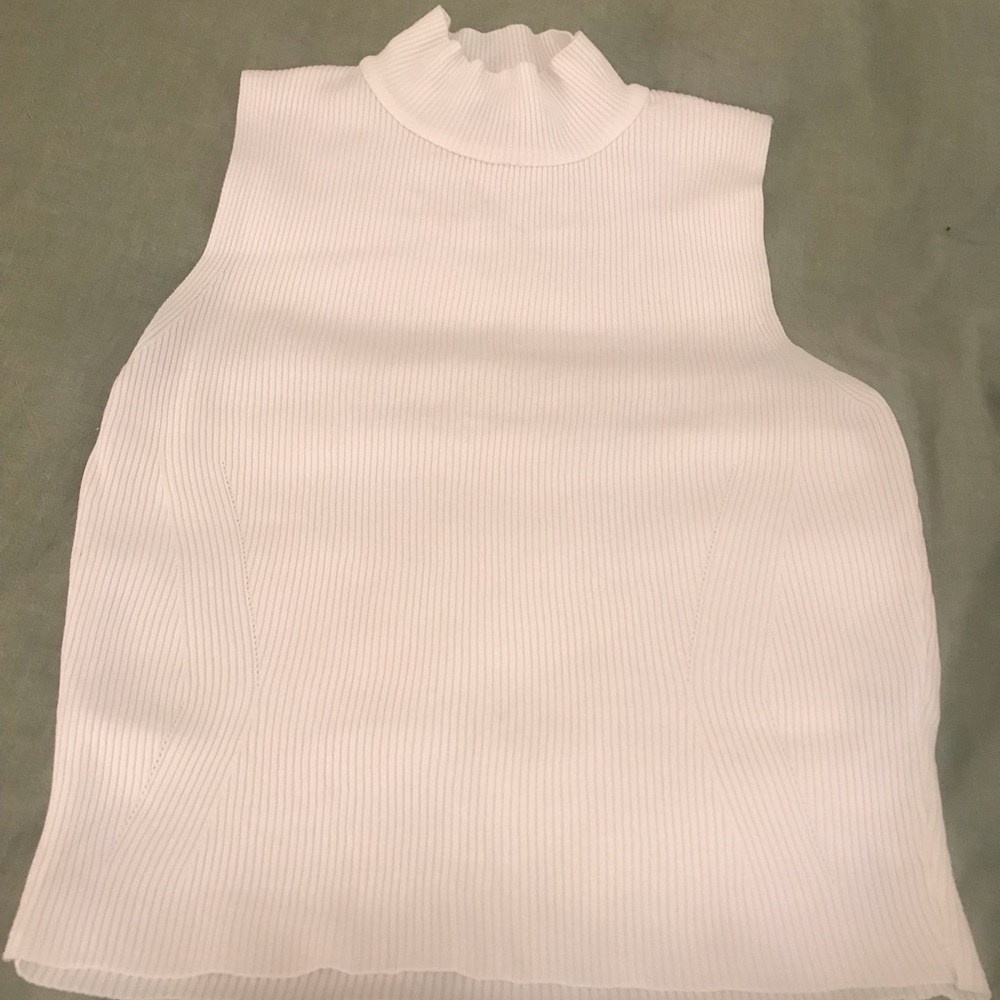 Zara mock neck white ribbed tank